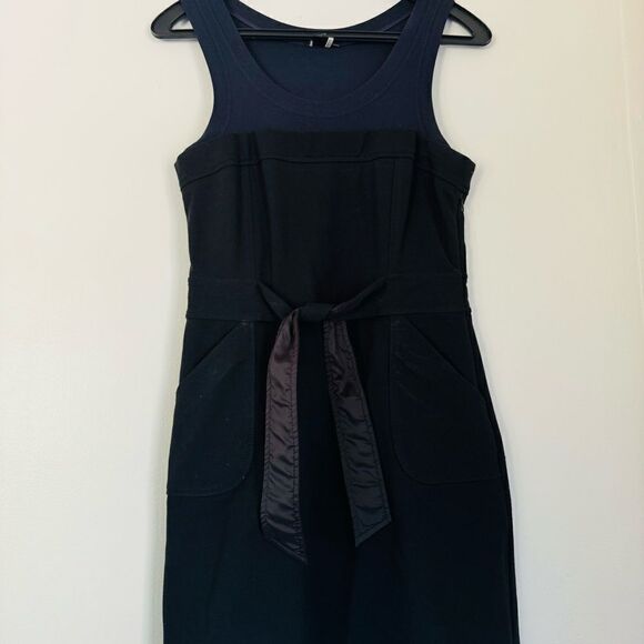 Theory Wakely Sleeveless Pockets A-Line Belted Knit Dress Size 6 - Picture 1 of 6
